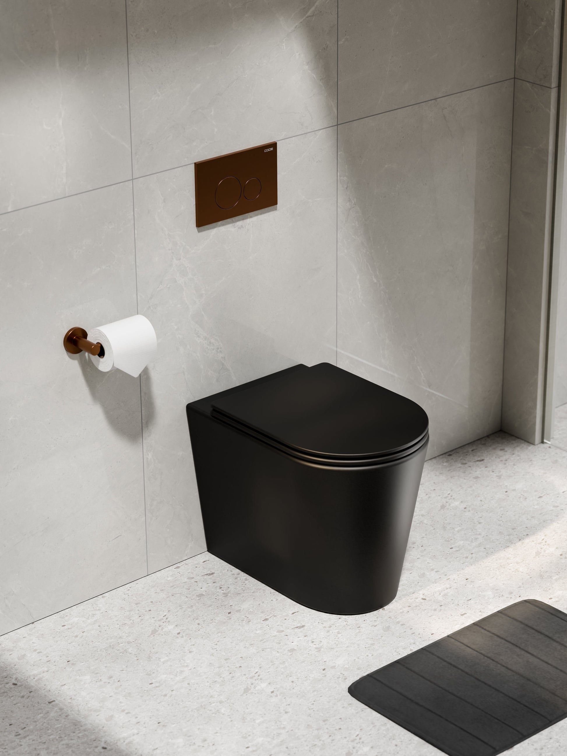 CODE PURE TYPHOON INWALL TOILET SUITE | BRUSHED COPPER BUTTON