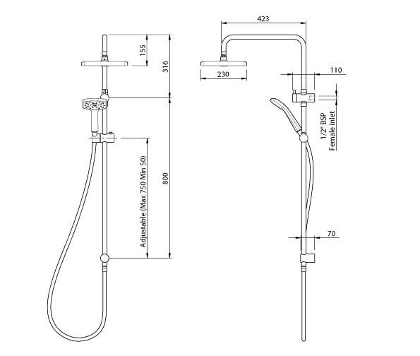 METHVEN WAIPORI SATINJET SHOWER SYSTEM CHROME