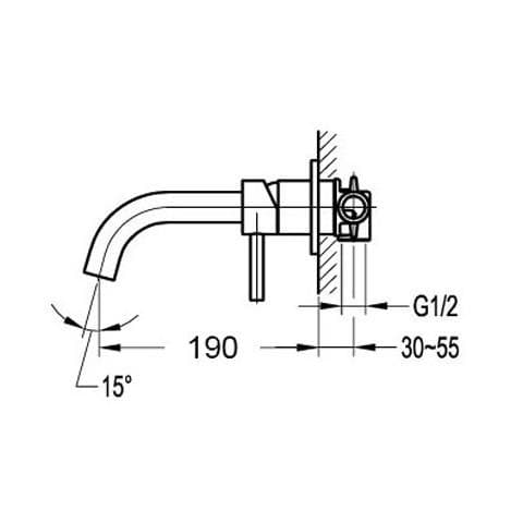 WATERWARE CARBON WALL MOUNTED BASIN MIXER BLACK